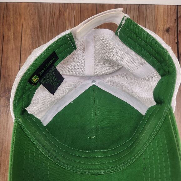 John Deere Hat Cap Strap Back Green Embroidered Farmer Farm Mens Tractor Field - Picture 9 of 10